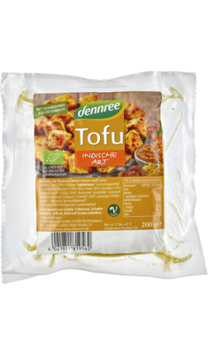 tofu stile indiano con uvetta lenticchie rosse curcuma e coriandolo vegan 200gr Dennree indische art